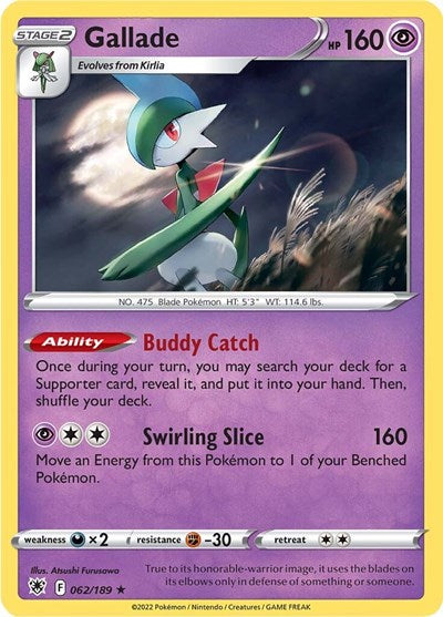 Pokémon card: Gallade 062/189, Holo Rare, Astral Radiance