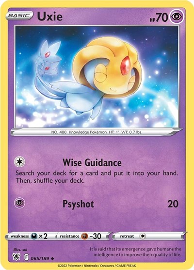 Pokémon card: Uxie 065/189, Uncommon, Astral Radiance