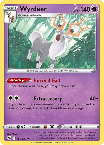 Pokémon card: Wyrdeer 069/189, Holo Rare, Astral Radiance