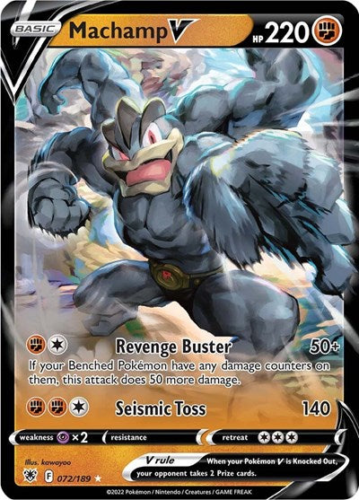 Pokémon card: Machamp V 072/189, Ultra Rare, Astral Radiance