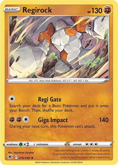 Pokémon card: Regirock 075/189, Rare, Astral Radiance