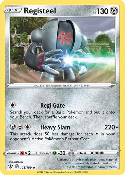 Pokémon card: Registeel 108/189, Rare, Astral Radiance