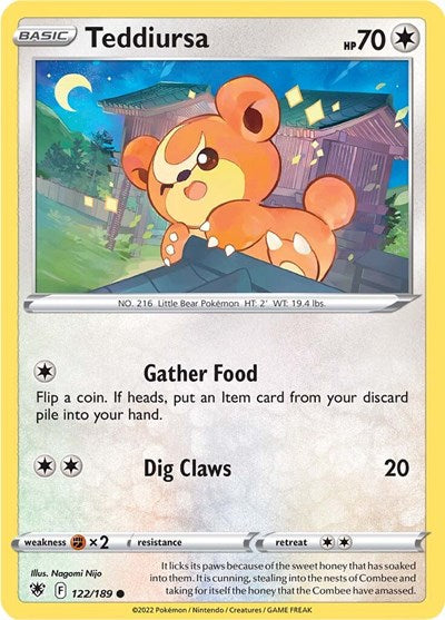 Pokémon card: Teddiursa 122/189, Common, Astral Radiance
