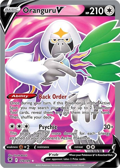 Pokémon card: Oranguru V (Full Art) 179/189, Ultra Rare, Astral Radiance