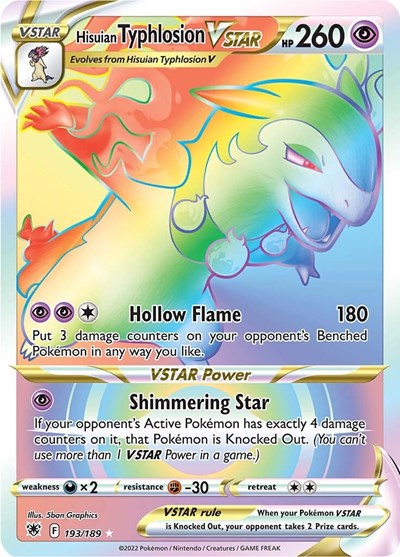 Pokémon card: Hisuian Typhlosion VSTAR 193/189, Secret Rare, Astral Radiance