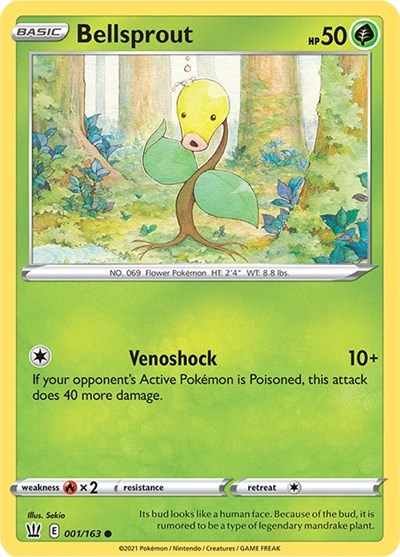 Pokémon card: Bellsprout 001/163, Common, Battle Styles