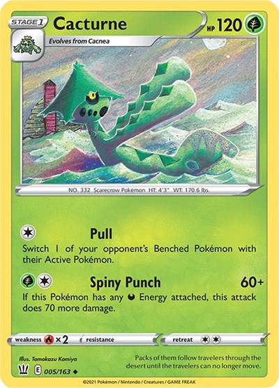 Pokémon card: Cacturne 005/163, Uncommon, Battle Styles