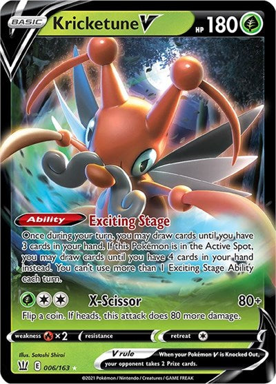 Pokémon card: Kricketune V 006/163, Ultra Rare, Battle Styles