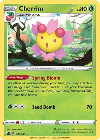 Pokémon card: Cherrim 008/163, Holo Rare, Battle Styles