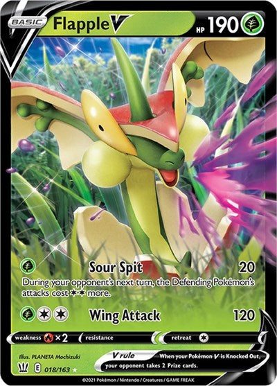 Pokémon card: Flapple V 018/163, Ultra Rare, Battle Styles