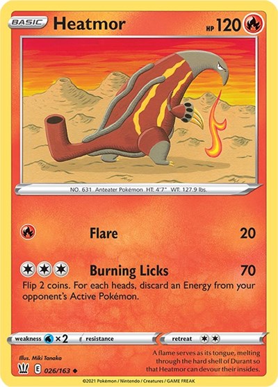 Pokémon card: Heatmor 026/163 from Battle Styles (Uncommon), Fire type, front of card