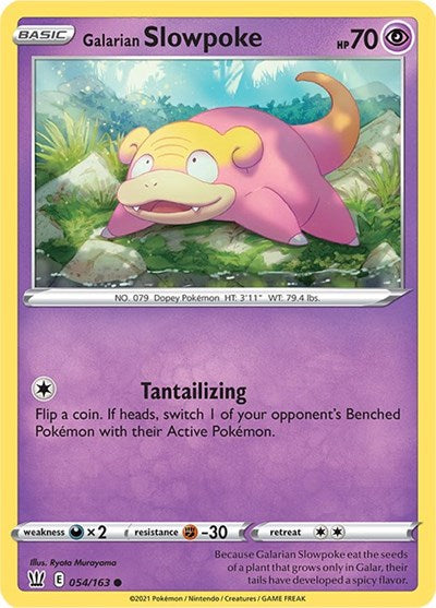 Pokémon card: Galarian Slowpoke 054/163 from Battle Styles (Common), Psychic type, front of card