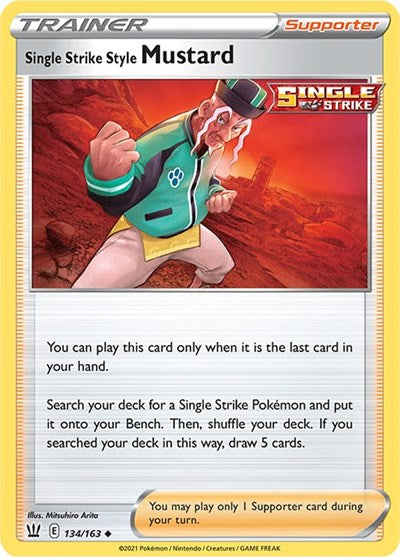 Pokémon card: Single Strike Style Mustard 134/163 from Battle Styles (Uncommon), front of card