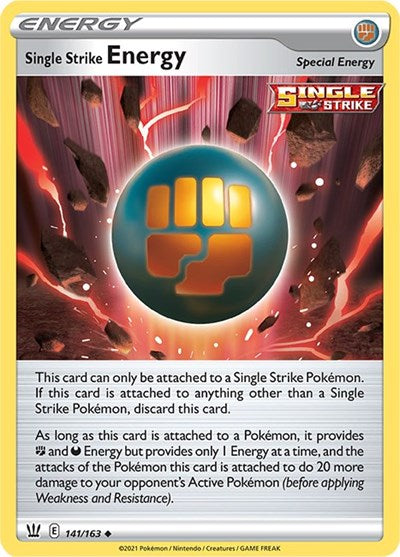 Pokémon card: Single Strike Energy 141/163 from Battle Styles (Uncommon), front of card