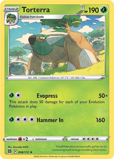 Pokémon card: Torterra 008/172, Holo Rare, Brilliant Stars