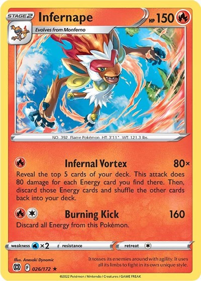 Pokémon card: Infernape 026/172, Holo Rare, Brilliant Stars