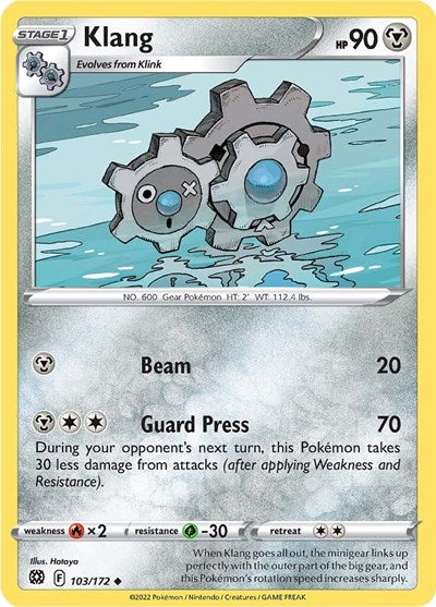 Pokémon card: Klang 103/172 from Brilliant Stars (Uncommon), Metal type, front of card