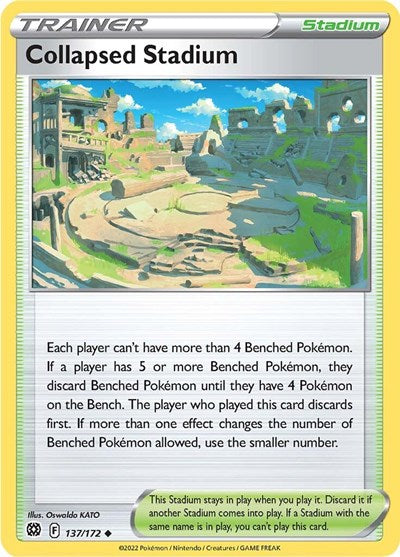 Pokémon card: Collapsed Stadium 137/172 from Brilliant Stars (Uncommon), front of card