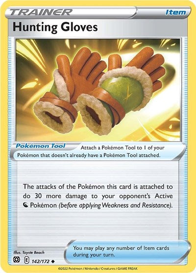 Pokémon card: Hunting Gloves 142/172 from Brilliant Stars (Uncommon), front of card