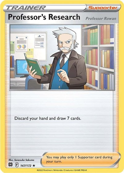 Pokémon card: Professor's Research [Professor Rowan] 147/172, Holo Rare, Brilliant Stars