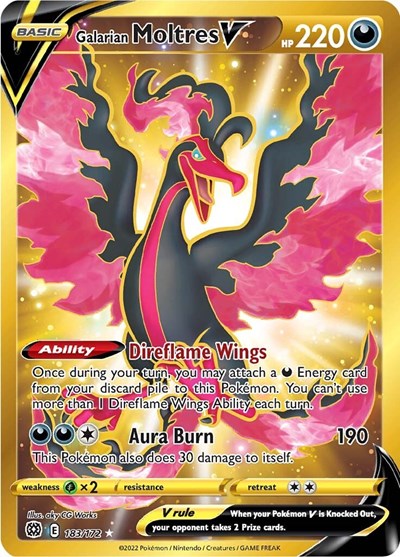 Pokémon card: Galarian Moltres V 183/172, Secret Rare, Brilliant Stars