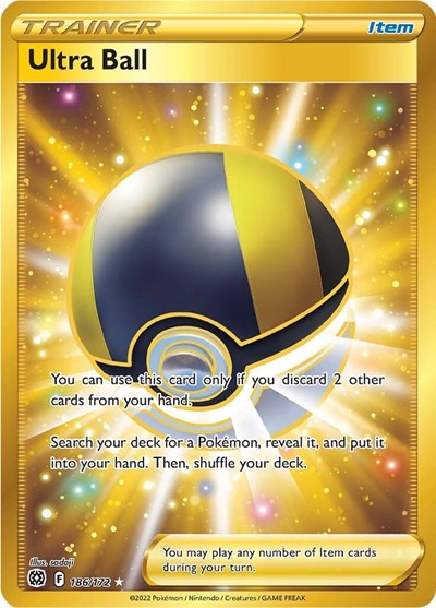 Pokémon card: Ultra Ball 186/172, Secret Rare, Brilliant Stars