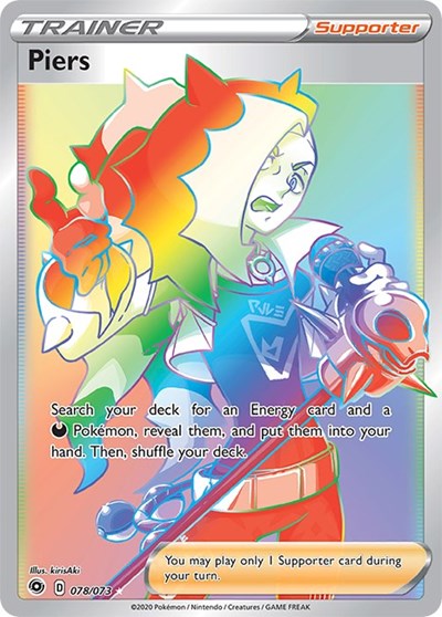 Pokémon card: Piers 078/073 from Champions Path (Secret Rare), front of card