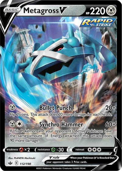 Pokémon card: Metagross V 112/198, Ultra Rare, Chilling Reign