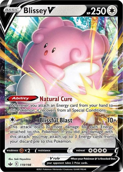 Pokémon card: Blissey V 119/198, Ultra Rare, Chilling Reign