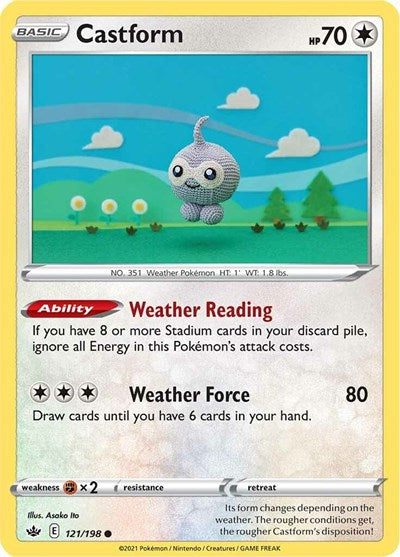 Pokémon card: Castform 121/198, Common, Chilling Reign