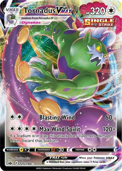 Pokémon card: Tornadus VMAX 125/198, Ultra Rare, Chilling Reign