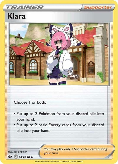 Pokémon card: Klara 145/198, Uncommon, Chilling Reign