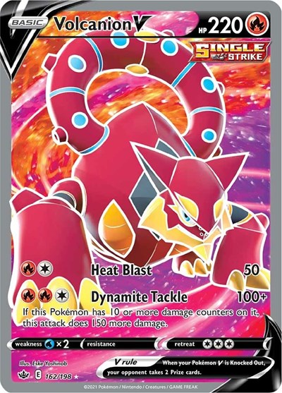 Pokémon card: Volcanion V (Full Art) 162/198 from Chilling Reign (Ultra Rare), Fire type, front of card