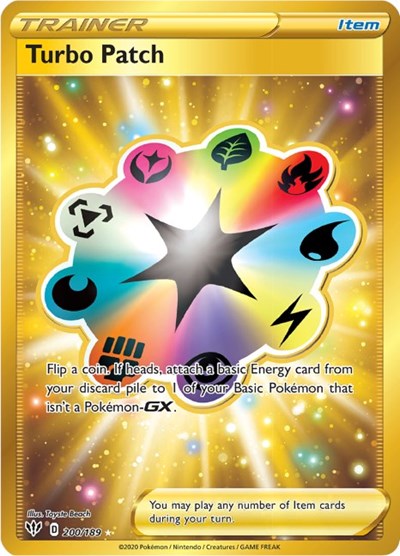 Pokémon card: Turbo Patch 200/189 from Darkness Ablaze (Secret Rare), front of card