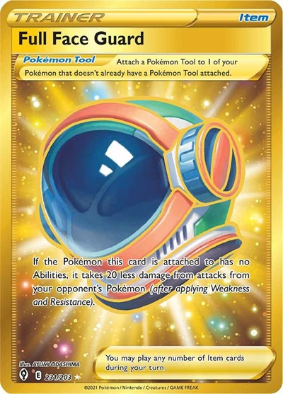 Pokémon card: Full Face Guard 231/203 from Evolving Skies (Secret Rare), front of card