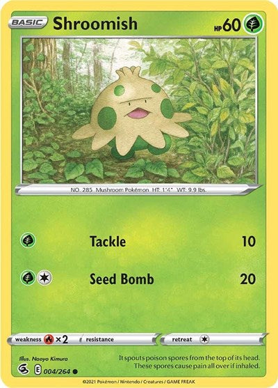 Pokémon card: Shroomish 004/264 from Fusion Strike (Common), Grass type, front of card