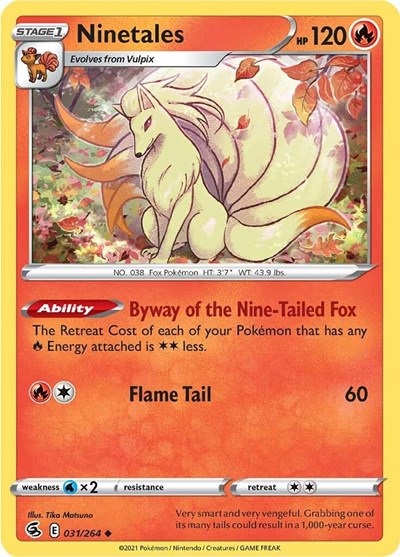 Pokémon card: Ninetales 031/264, Uncommon, Fusion Strike
