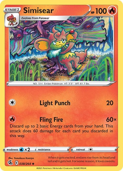 Pokémon card: Simisear 038/264, Uncommon, Fusion Strike