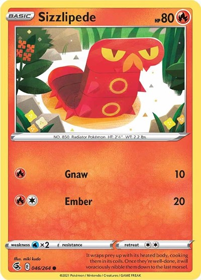 Pokémon card: Sizzlipede 046/264, Common, Fusion Strike