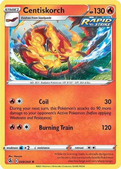 Pokémon card: Centiskorch 048/264, Rare, Fusion Strike