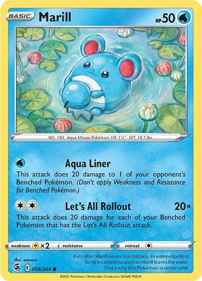 Pokémon card: Marill 058/264, Common, Fusion Strike