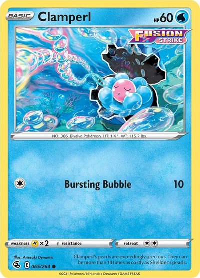 Pokémon card: Clamperl 065/264, Common, Fusion Strike