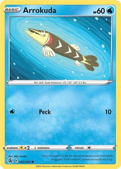 Pokémon card: Arrokuda 082/264 from Fusion Strike (Common), Water type, front of card