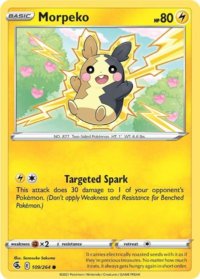Pokémon card: Morpeko 109/264 from Fusion Strike (Common), Lightning type, front of card