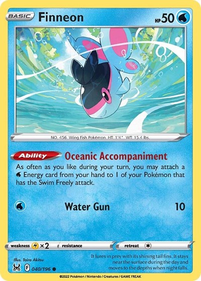 Pokémon card: Finneon 040/196, Common, Lost Origin