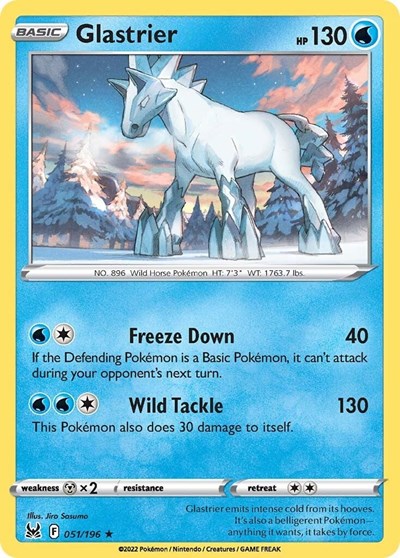 Pokémon card: Glastrier 051/196, Holo Rare, Lost Origin