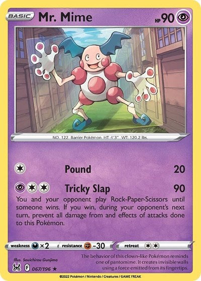 Pokémon card: Mr. Mime 067/196, Rare, Lost Origin
