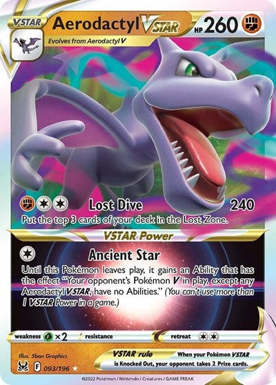 Pokémon card: Aerodactyl VSTAR 093/196, Ultra Rare, Lost Origin