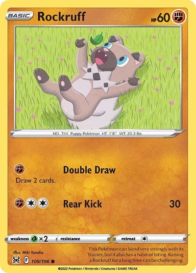 Pokémon card: Rockruff 109/196, Common, Lost Origin