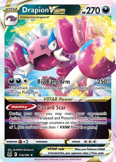 Pokémon card: Drapion VSTAR 119/196, Ultra Rare, Lost Origin